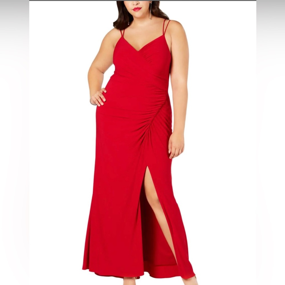 ADRIANNA PAPELL
PLUS WOMENS RUCHED SIDE SLIT EVENING DRESS 20W